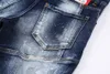 DSQ İnce Mavi Erkekler Kot Hool Guy Jeans Delik Klasik Hip Hop Rock Moto Sıradan Tasarım Sıkıntılı Denim DSQ2 Kot 397