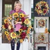 Decorative Flowers Artificial Fall Wreath Decoration Sunflower Autumn Wreaths Farmhouse Front Door Wall Decor Thanksgiving Garland Christmas