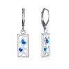 Boucles d'oreilles créoles blanc bleu opale pierre géométrique Vintage creux carré à la mode or argent couleur mariage pour les femmes