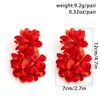 Boucles d'oreilles goutte de fleur de pétale rouge exagéré pour les femmes Boho fait à la main Long gland Rose boucles d'oreilles bijoux esthétiques