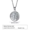 Pendant Necklaces Men's Jesus Neckalces Stainless Steel Religious Faith Prayer Christian Coin Medal With Cuban Chain Collar