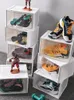 Storage Bottles Transparent Shoe Cabinet Plastic Magnetic Absorption PP Box Acrylic Dust-proof Basketball Flip