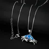 Pendant Necklaces Blue Fire Opal Stone Necklace Creative Animal Crab Champagne Gold Silver Color Chain For Women Trendy