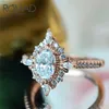 Cluster Rings ROMAD Fashion Clear CZ Stone Engagement Ring Rose Gold Color Egg Shape Crystal Wedding For Woman Drop R4