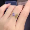 Klusterringar Fina smycken 925 Sterling Silver Inset med naturliga ädelsten kvinnors vackra rektangel tanzanite justerbar ringstöd