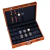 Boîtes de montre Boîte de luxe Organisateur 36 Slots Mallettes de rangement Serrure d'empreintes digitales Valise Voyage pour cadeau d'horloger