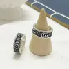 Bague double G rétro pop verticale ligne oxydée ancienne pour homme et femme bague de mariage couple