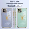 غلاف فاخر لـ iPhone 14 Plus Case Luxury 6D Square Plating Deer Head Tead for iPhone14 15 13 12 11 Pro Max iPhone13 iPhone12 mini case