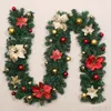 装飾的な花2.7mクリスマスツリーグラスガーランド年装飾パインバイン人工パーティー用品付き人工花輪クリスマスデコレーション
