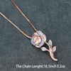 Anhänger Halsketten Rose Gold Farbe süße lila Opal Blume Halskette für Frauen niedlich Schlüsselbein Kette Geburtstag Schmuck Geschenk