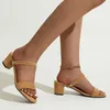 Sandalen Chunky Frauen Mode Mid Heels Schuhe Sexy Marke Pumps Sommer Slingback Hausschuhe Flip-Flops Slides 2023