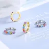 Orecchini a cerchio in argento sterling 925 colorato moissanite orecchino per le donne scintillante gemma diamante festa nuziale gioielli regalo