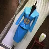 Deux pièces robe femmes haut de gamme jupe costume Blazers broderie élégant costumes formels 2 pièces ensembles bleu vêtements vêtements personnalisés