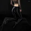 여자 양말 플러스 크기의 광택있는 새틴 팬티 팬티 섹시 오픈 크로치 타이츠 극 댄스 클럽웨어 오일 반짝이는 불투명 한 피트니스 레깅스