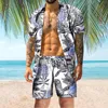 Camisas de vestido masculino Casual Casual Camisa Moda Moda Retro Manga curta para homens 2023 Hawaii Tropical Beach Button-up Conjunto Camisa