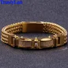 Chain Luxury Gold Plated Men Bracelets Friends Man Bracelet com GRANHO DE MAGNET 316L Acessórios de joias de aço inoxidável 230506