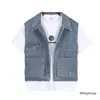 Mäns västar vårens sommar ärmlös denimjacka Tooling Vest Men Lose Jeans Waistcoat Korean Fashion Youth Cargo Coat Multi Pocket Blue 230506