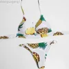 Designer Fashion Women's Bikini Multi Rope Cut Out Out Swimsuit Pine Apple Print Bikini Swimsuit DK82 T -shirt tops