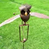 Decoratieve objecten Figurines Garden Art Bird Stake Ornament Owl Eagel Vorm Wind Fly Outdoor Metal Lifelike Rocking for Yard 230506