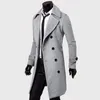 Herren Trenchcoats Herbst und Winter Warme weiche Manteljacke Lässige zweireihige mittellange Windjacke Wolloberteile JackeMänner