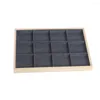 Jewelry Pouches 12 Grids Bamboo Velvet Display Tray Ring Earring Necklace Bracelet Pendant Organizer Storage For Drawer