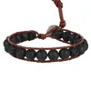 Pulseras con abalorios KELITCH, pulsera de cuentas de piedra de Lava negra para hombres y mujeres, envoltura de cuero trenzado, joyería ajustable hecha a mano, pulsera