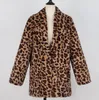 Женская кожаная лацканая лацкана осенняя искусственная куртка для норки Женская леопардовая тепло