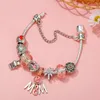 Charm Bracelets Silver Plated Love Heart Beads Bracelet With MOM Pendant Bangles For Women Men Mother Jewelry Gift Drop