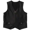 Men's Vests High Quality Biker Men's Moto Thick Leather Vest Handmade Motorcycle Club Cow Sleeveless Jacket S Black