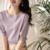 Blouses femininas de cor lombeira de pescoço elegante de um gola alta