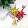 Decorações de Natal 1pcs Golden Glitter Tree Top Iron Star Ornamentos para Ornamento em casa Navidad Ano 2023