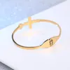 Bangle Cross Glossy Stainless Steel Bracelet Women's Simple Elegant Titanium Heart-Shaped Golden