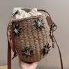 Women Designer Bucket Bags Drawstring Handbags Straw Raffia Crossbody Bag Summer Ch Woody Totes Women Cross Body Shoulder Bag Handbags
