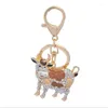 Keychains Lovely Creative Crystal Cow Keychain for Women Car Key Ring Female Bag Pendant Accessories Charm smycken Friend Gift