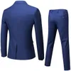 Męskie garnitury Blazers Men Blazers 3 sztuki zestawy biznesowe kamizelki niebieskie płaszcze ślub formalne eleganckie kurtki przyjęcie ślub formalne swobodne terno 230506