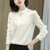 Women's Blouses Fashion Real Silk Women Elegant Shirts Spring Summer Long Sleeve Solid Blouse Office Lady Red White Shirt Tops