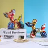 Decoratieve objecten Figurines Nordic Modern Art Resin Graffiti Sculpture Ballon Dog Standbeeld Creatief gekleurd Craft Figurine Gift Home Office Desktop Decor 230506