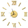 Relógios de parede Relógio de espelho 3D Adesivo de relógio Diy Acrílico Roman Roman Art Decal