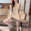 Women's Hoodies mode gegolfde pullovers vrouwen chique ontwerp sense long mouwen top lente herfst trend dunne pullover casual los sweatshirt