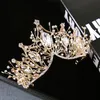 Brudhuvudkläder guldvatten diamant krona hårband bröllop hår tillbehör bröllop klänning tillbehör