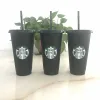 Goddess 24oz/710ml Mermaid Plastic Mugs Tumbler Reusable Clear Drinking Flat Bottom Pillar Shape Lid Straw Cups Mug DHL