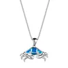 Pendant Necklaces Blue Fire Opal Stone Necklace Creative Animal Crab Champagne Gold Silver Color Chain For Women Trendy