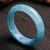 Bangle Genuine Blue Transparent Round Natural Stone Women Lady Charm Bracelets Inner Diameter 57mm