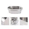 Dinnerware Sets Galvanized Metal Tub Farmhouse Decor Stainless Steel Drink Tubs Parties Seafood Ice Bucket Oval Basin Mini Pail Buckets