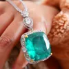 Ожерелья с подвесками KQDANCE Woman Lab Emerald Gemstone Gem For All match CZ Diamond Tennis Chain с зеленым камнем Свадебные украшения 230506