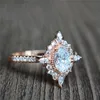 Cluster Rings ROMAD Fashion Clear CZ Stone Engagement Ring Rose Gold Color Egg Shape Crystal Wedding For Woman Drop R4