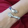 Bracciale romantico amore abbraccio intagliato braccialetto a mano creativo per sempre aperto braccialetti regolabili con dito per gioielli di moda da donna