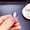 Cluster Rings Fashion Elegance Lovely Round Cirque Natural Amethyst Ring S925 Silver Crystal Girl Women's Party Gift Fine Jewelry