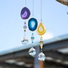 Garden Decorations H D Pack 3pcs Suncatcher Hanging 30mm Crystal Ball with Agate Slices Wind Chimes Ornaments Rainbow Decor for Window Home 230506