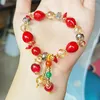 Charm Bracelets Chinese Style Year Of Tiger Red Beaded Bracelet For Women Lucky Bag Small Crystal Friendship Woman Jewelry